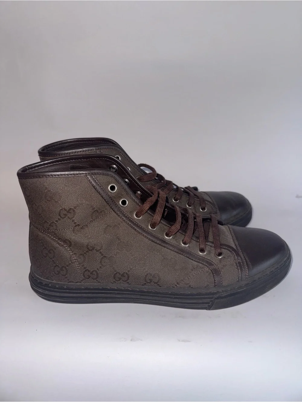 Gucci Brown GG Monogram Canvas Men’s High Top Sneaker Size 7.5